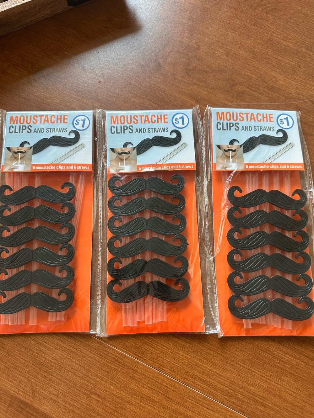Novelty Black Moustache Clips and Straws - lot if 18